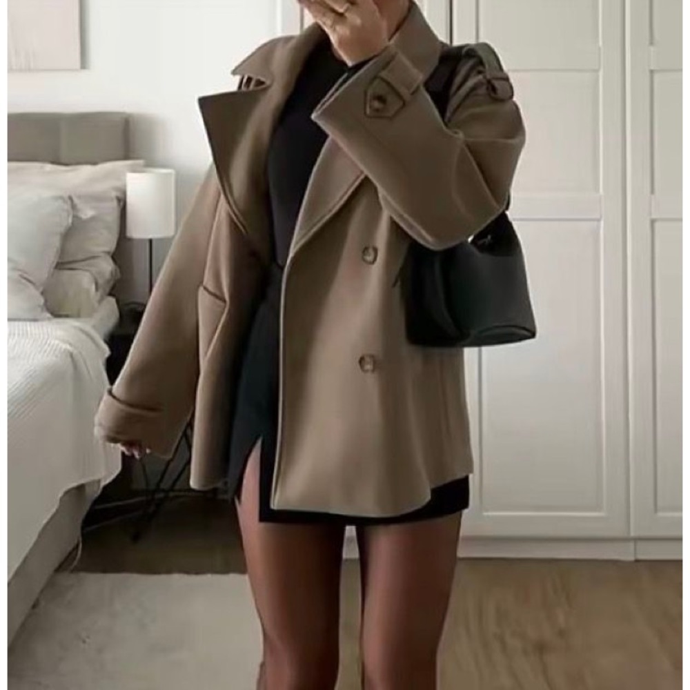 ❤️ 89. Vintage Classic Tan Wool Coat - Modern fit ❤️ - Picture 4 of 15